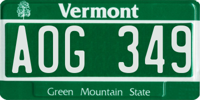 VT license plate AOG349