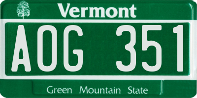 VT license plate AOG351