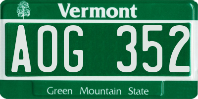 VT license plate AOG352