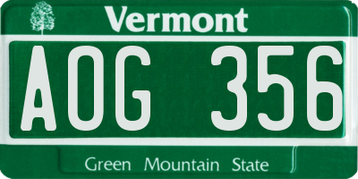 VT license plate AOG356