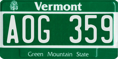 VT license plate AOG359