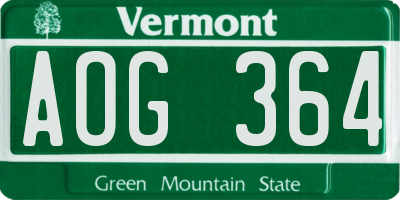 VT license plate AOG364