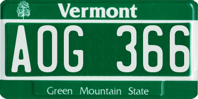 VT license plate AOG366