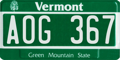 VT license plate AOG367