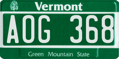 VT license plate AOG368