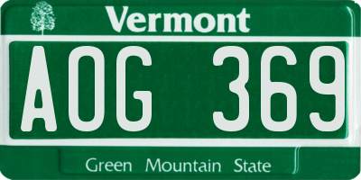 VT license plate AOG369