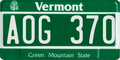 VT license plate AOG370