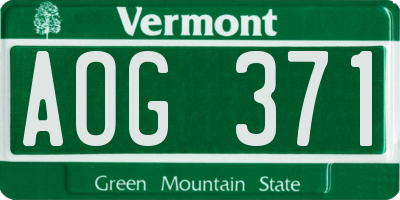 VT license plate AOG371
