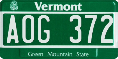 VT license plate AOG372