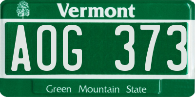 VT license plate AOG373