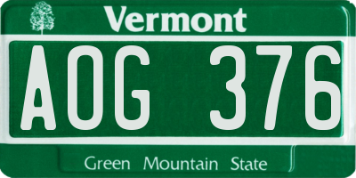 VT license plate AOG376