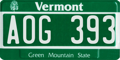 VT license plate AOG393