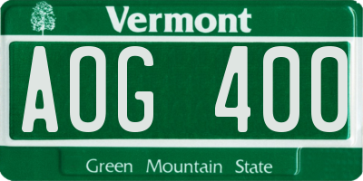 VT license plate AOG400