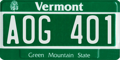 VT license plate AOG401