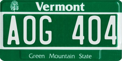 VT license plate AOG404