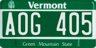VT license plate AOG405