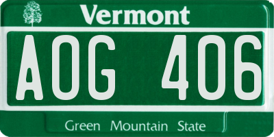 VT license plate AOG406