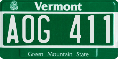 VT license plate AOG411