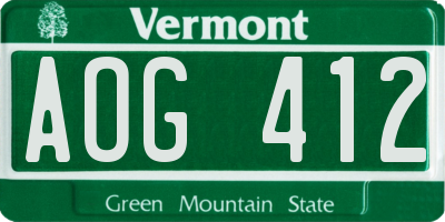 VT license plate AOG412