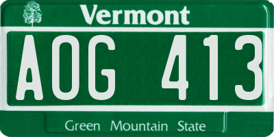 VT license plate AOG413