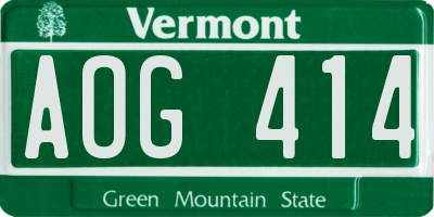 VT license plate AOG414