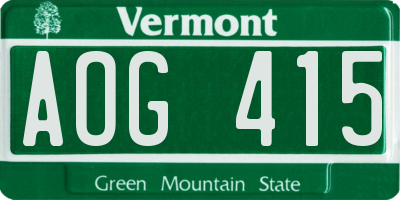 VT license plate AOG415