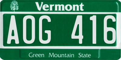 VT license plate AOG416