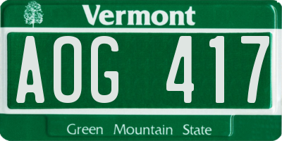 VT license plate AOG417