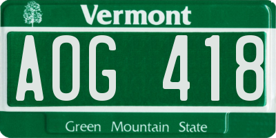 VT license plate AOG418
