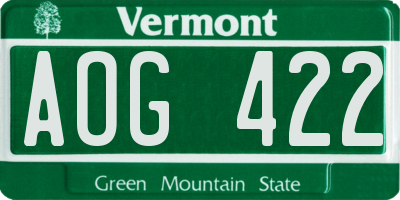 VT license plate AOG422