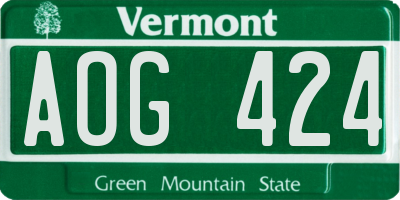 VT license plate AOG424