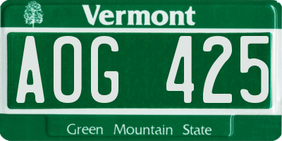 VT license plate AOG425