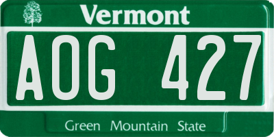 VT license plate AOG427