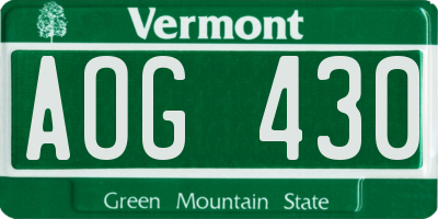 VT license plate AOG430