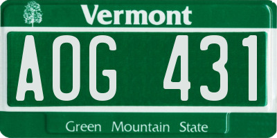 VT license plate AOG431
