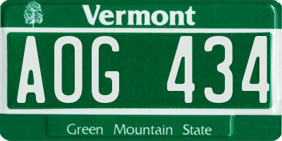 VT license plate AOG434