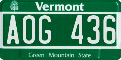 VT license plate AOG436