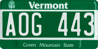 VT license plate AOG443