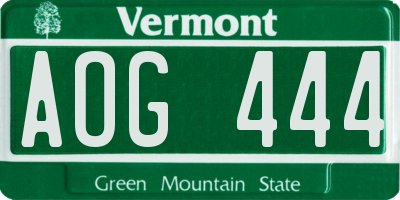 VT license plate AOG444