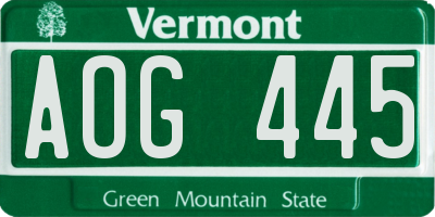 VT license plate AOG445