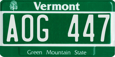 VT license plate AOG447