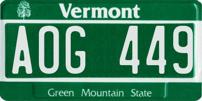 VT license plate AOG449