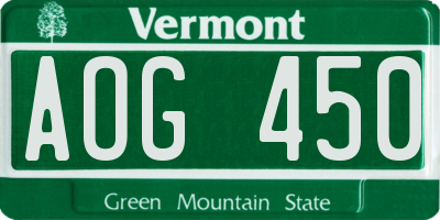VT license plate AOG450