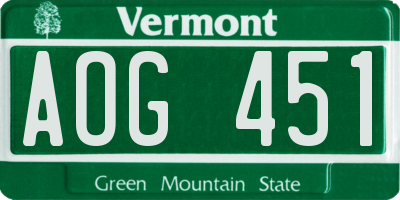 VT license plate AOG451