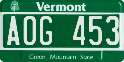 VT license plate AOG453