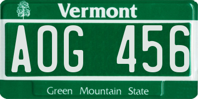 VT license plate AOG456