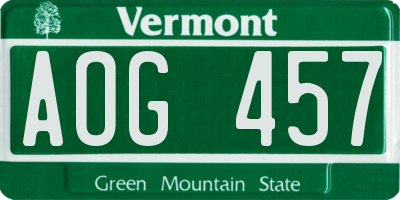 VT license plate AOG457