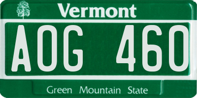 VT license plate AOG460