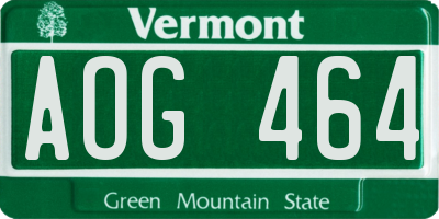 VT license plate AOG464