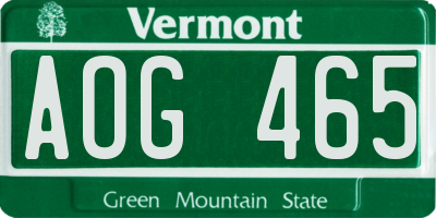 VT license plate AOG465